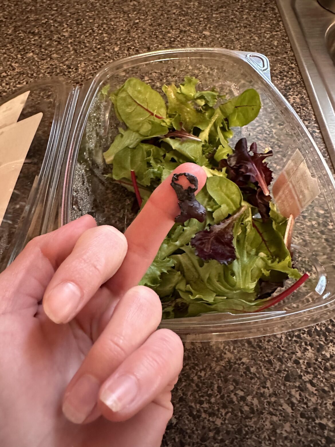 Remove the purple leaves from Spring Mix