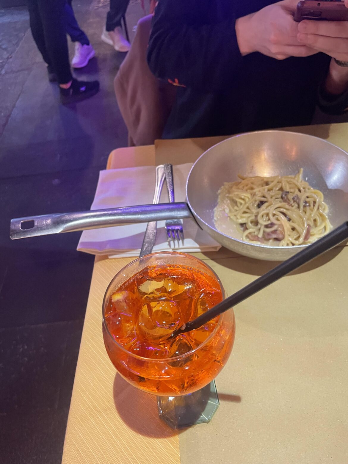 First night in Italy - pasta in a frying pan