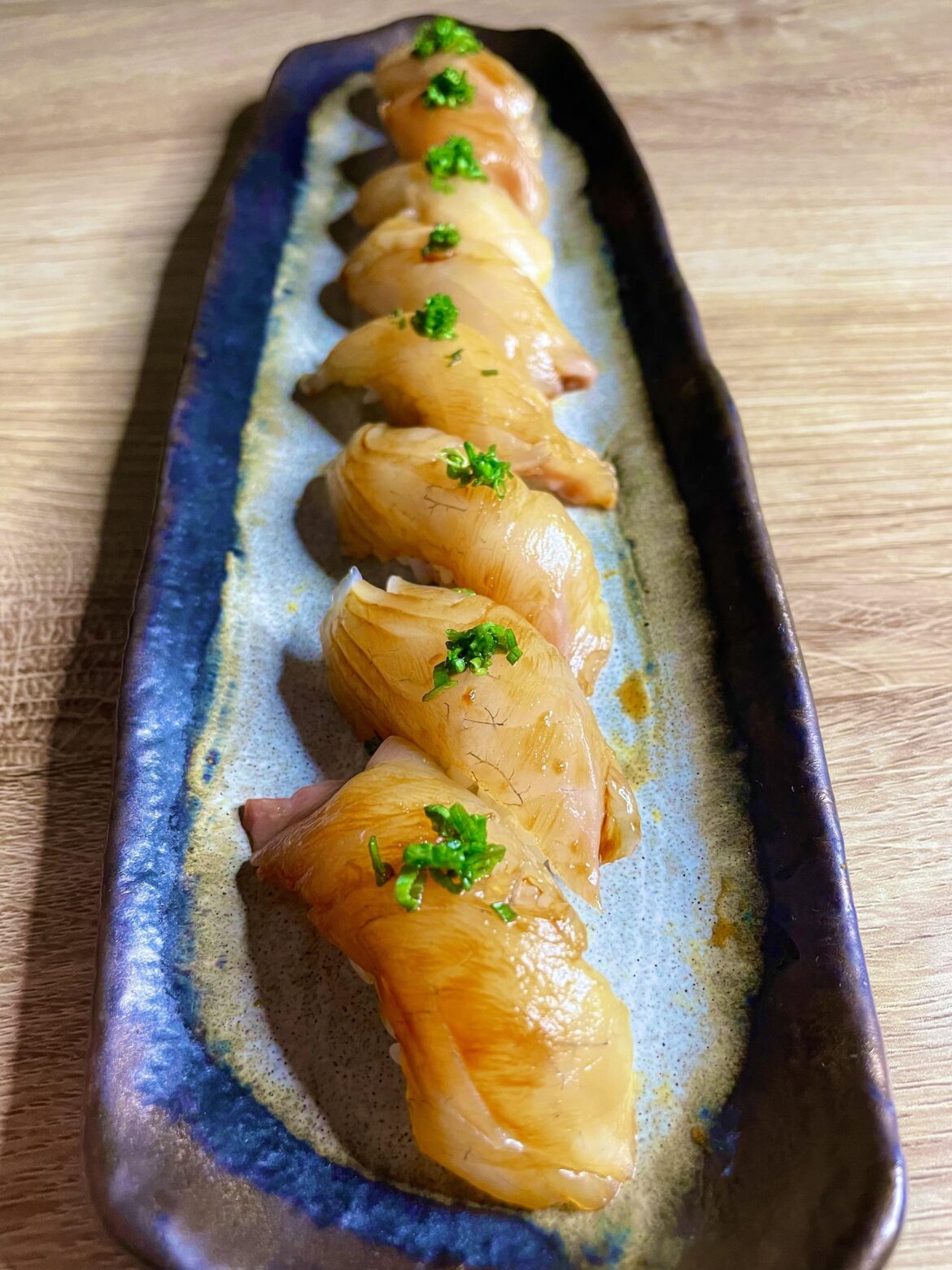 Sea Bream Nigiri with Lemon Teriyaki Glaze