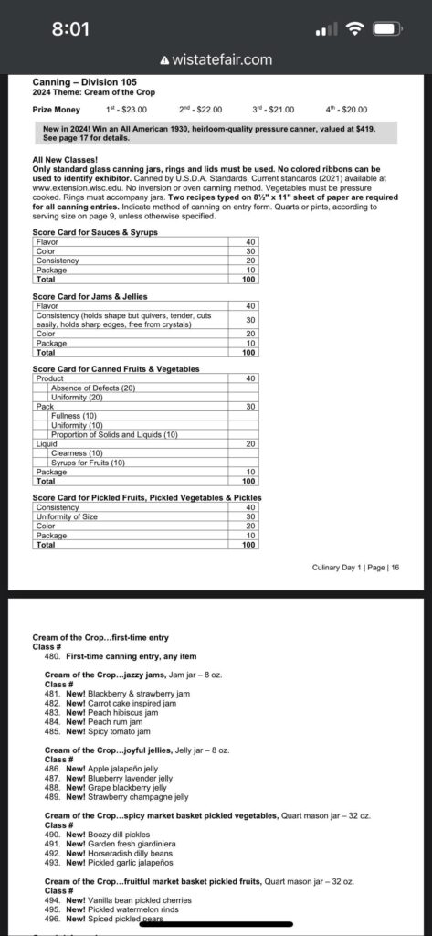 Vibe check - WI State Fair preserving contests