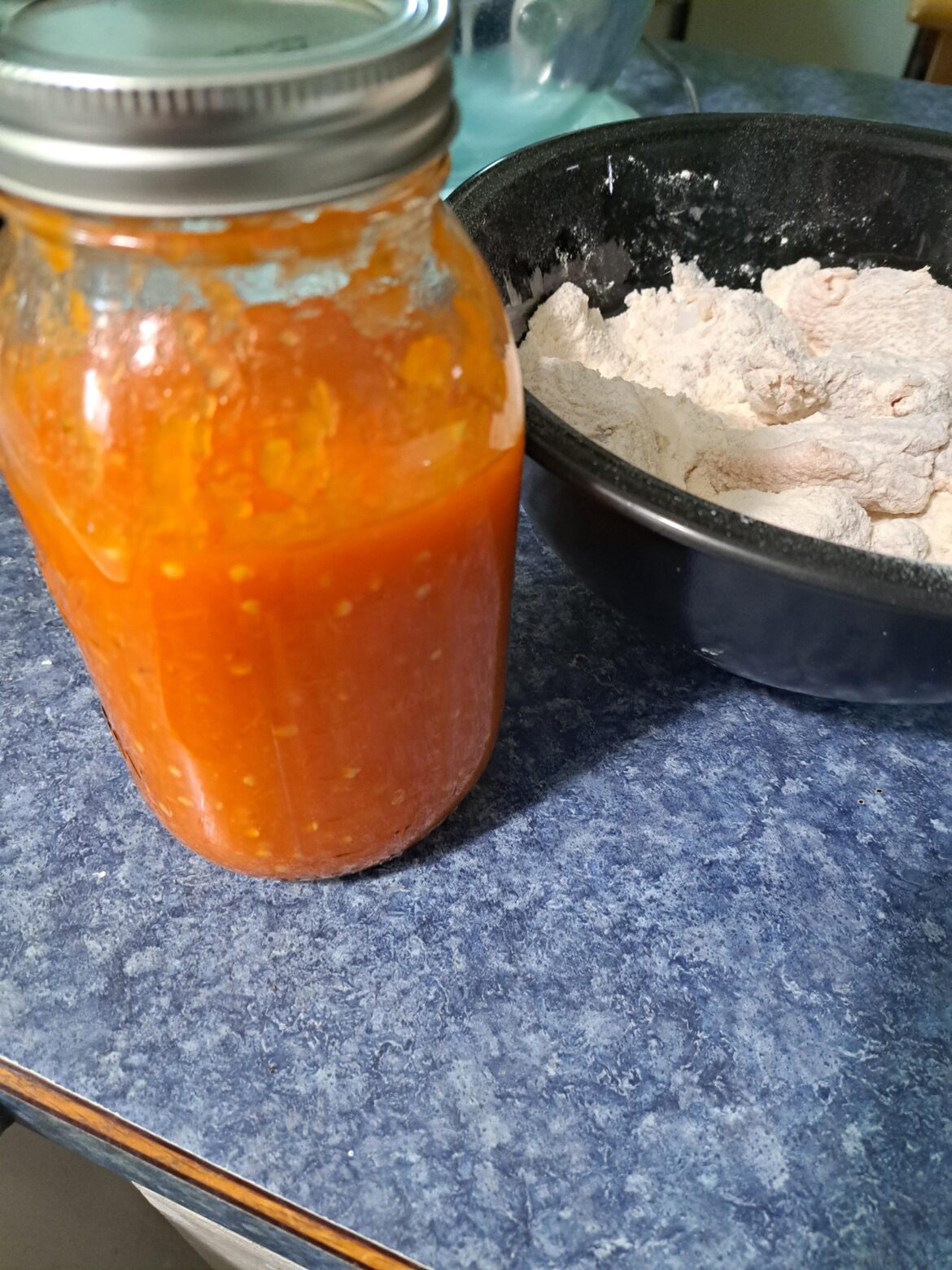 Fermented habanero sauce with prepped wingies.