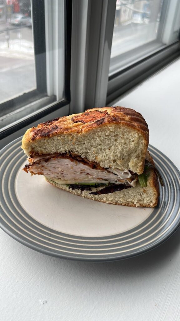 Cold cuts focaccia sandwich at SanRemo Bakery & Cafe in Toronto