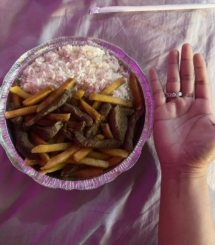 Lomo saltado- rice steak strips and fries