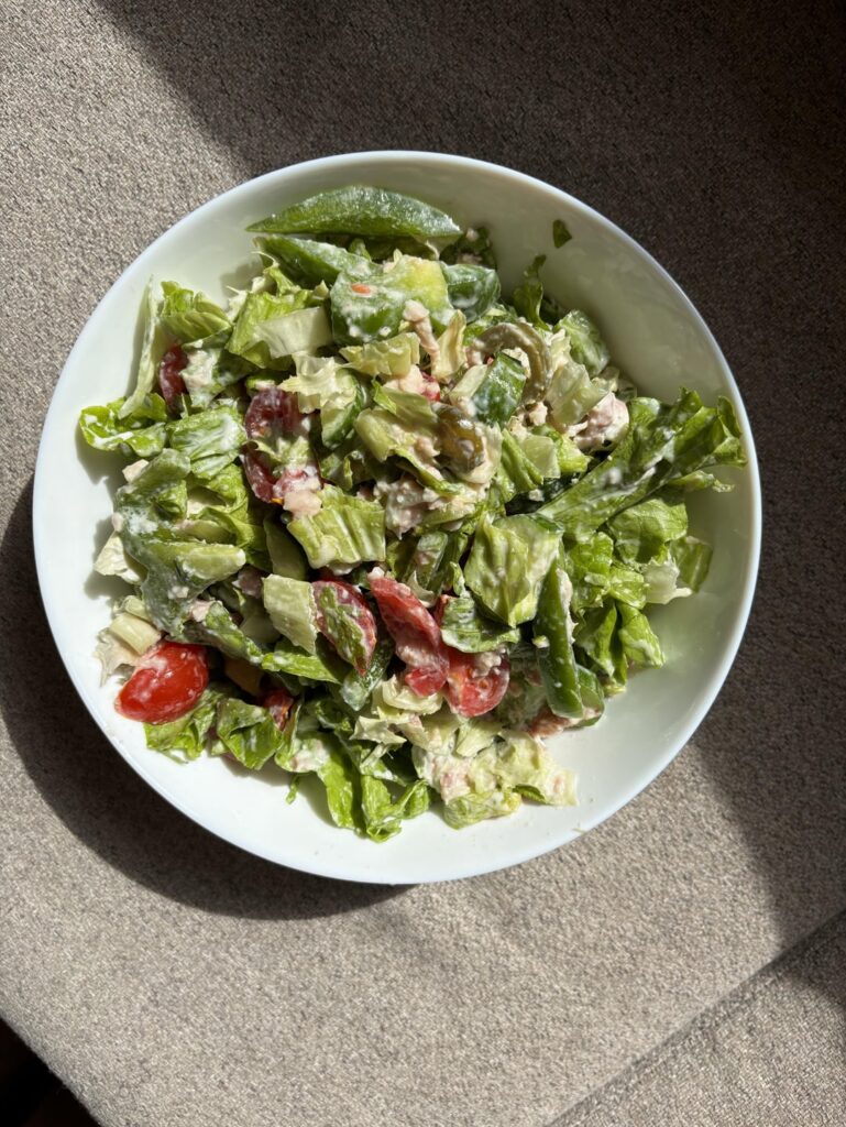 HUGE chicken salad with 42g of protein and 330 calories!