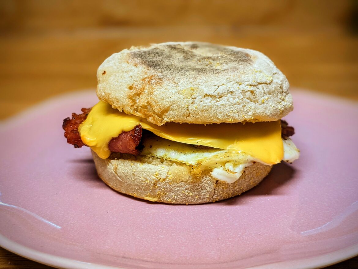 Breakfast sandwich for lunch. Always a winner