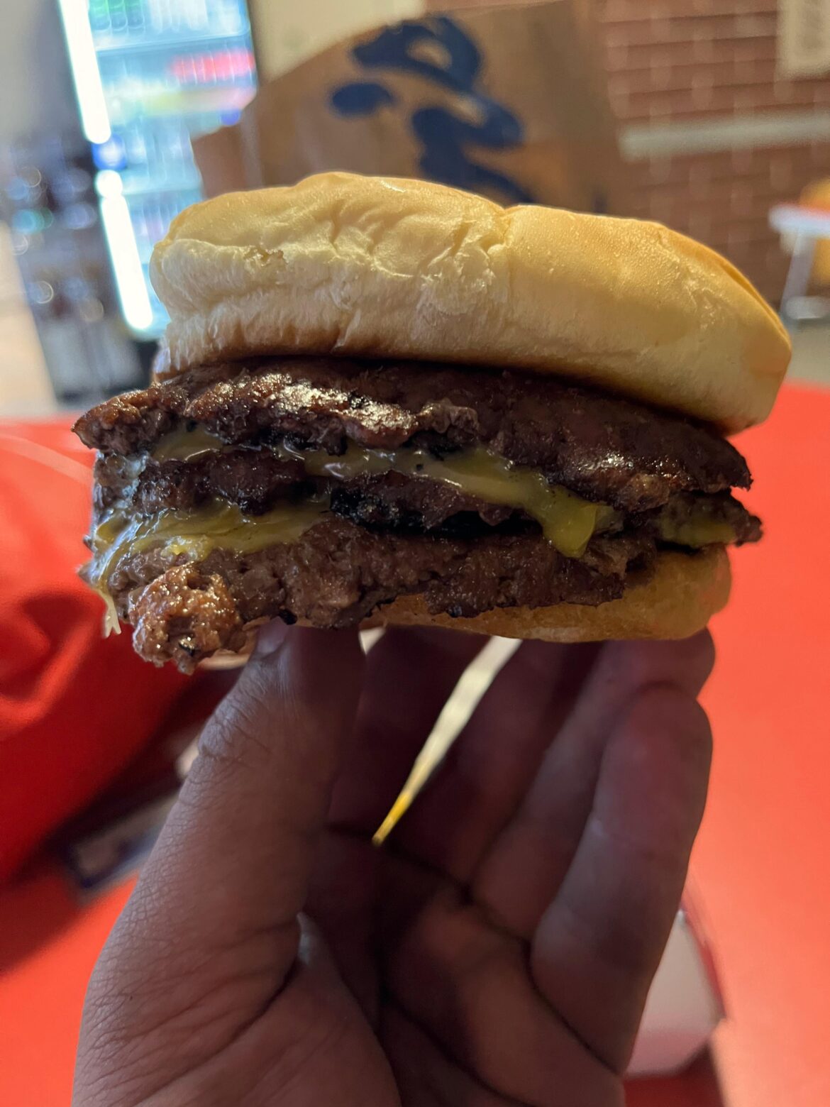 First Culver’s burger. triple butter burger.