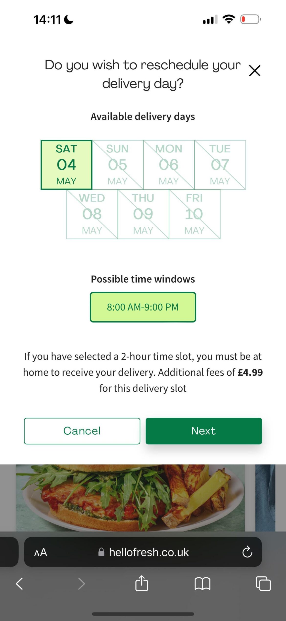 Do they only deliver on certain days? I’ve checked several weeks and Saturday is like the only delivery day available occasionally there is a Thursday.