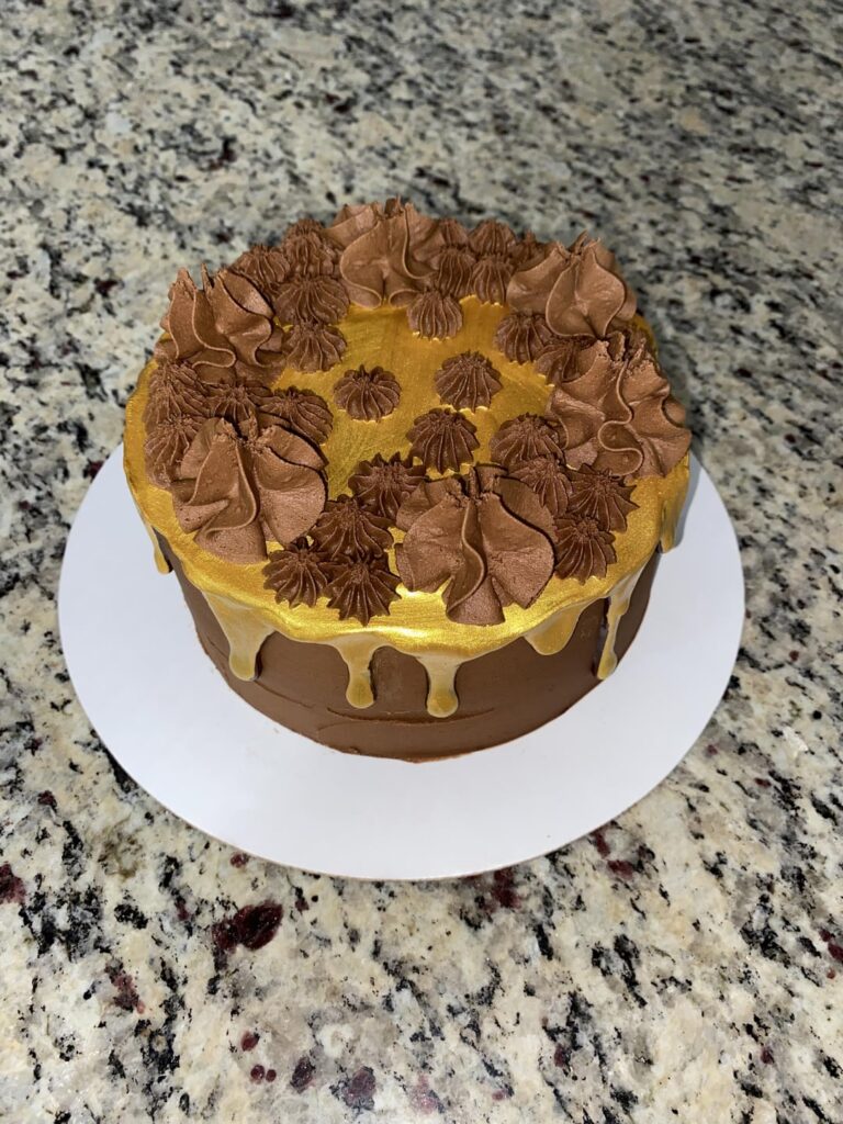 Chocolate ganache painted gold.