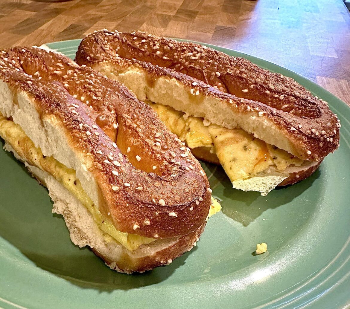 [I Ate] Soft pretzel egg sandwiches