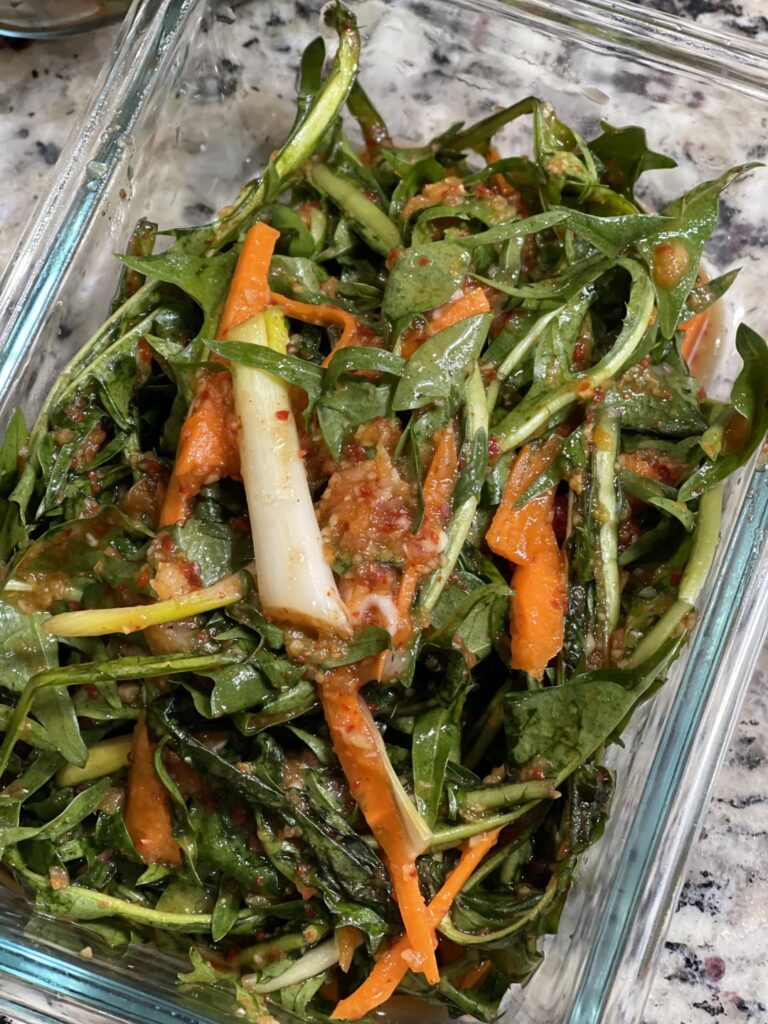 vegan dandelion kimchi!