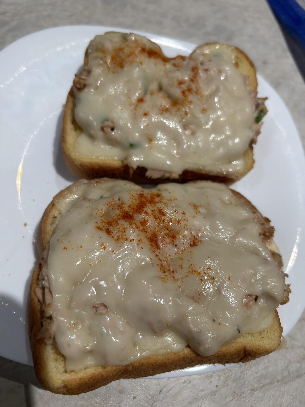 Open-faced air fried tuna melts!