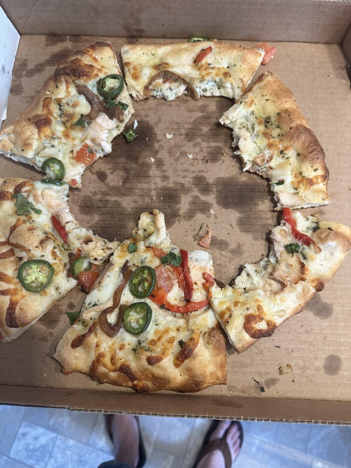 Left my teenage son with the pizza.
