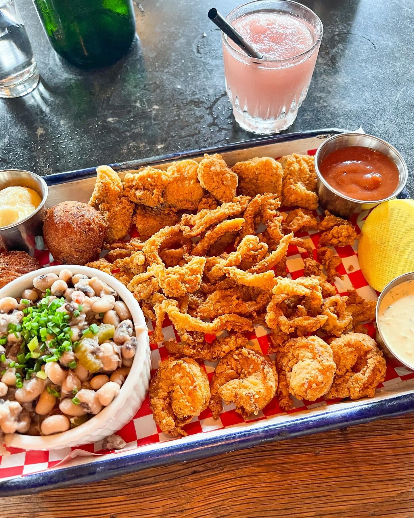 Fried catfish, clams, and shrimp from Leon’s in Charleston Dining and