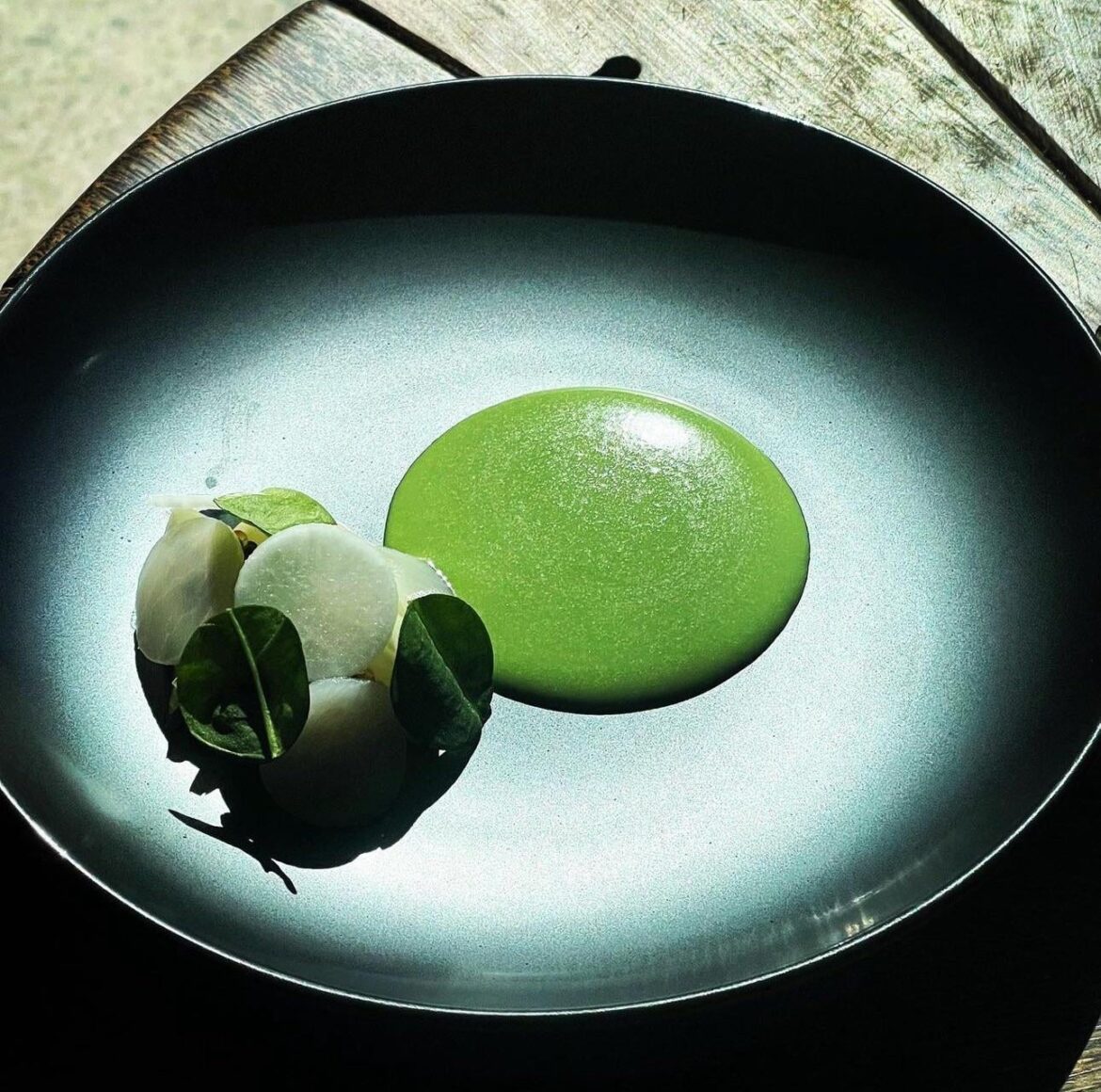 Confit Hamachi/Sake Lees Poached Turnips/Pickled Turnips/Sorrel/Turnip Green Vichyssoise