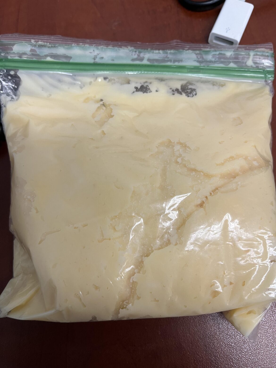 Sandwich bag of mashed potatoes for lunch (I’m miserable)