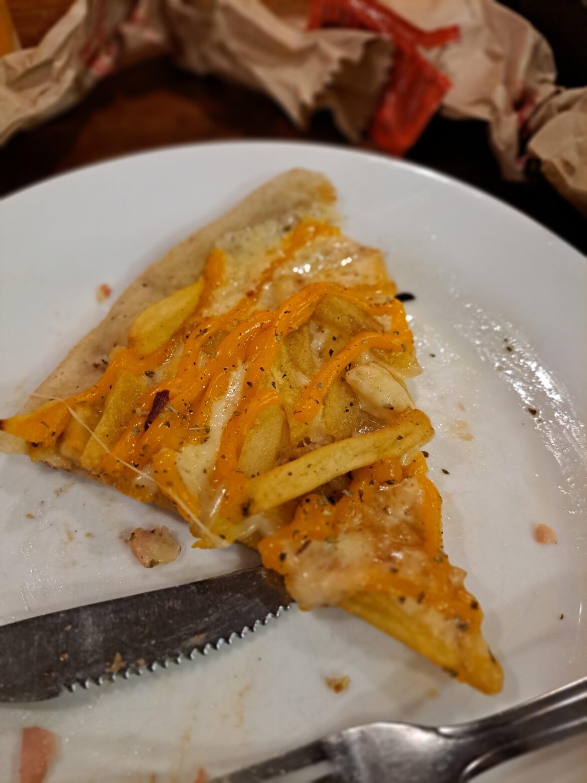 Fries with cheddar pizza