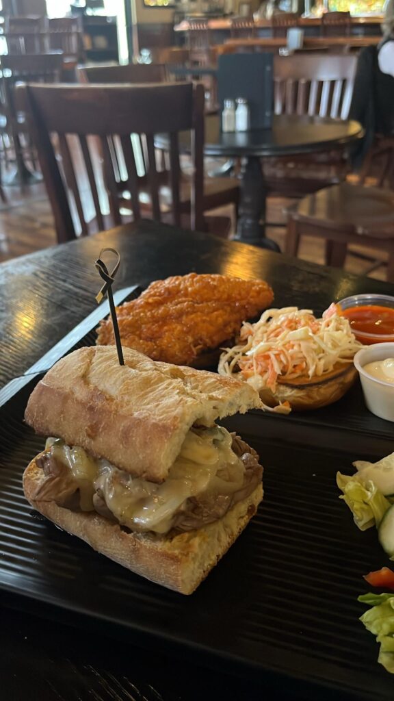 Philly cheesesteak & big cluckin’ sandwich at The Irish Shebeen in Toronto