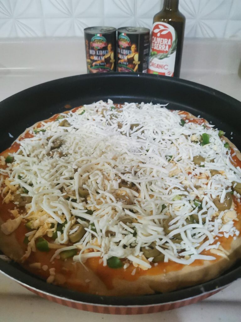 Two-cheese veggie pizza