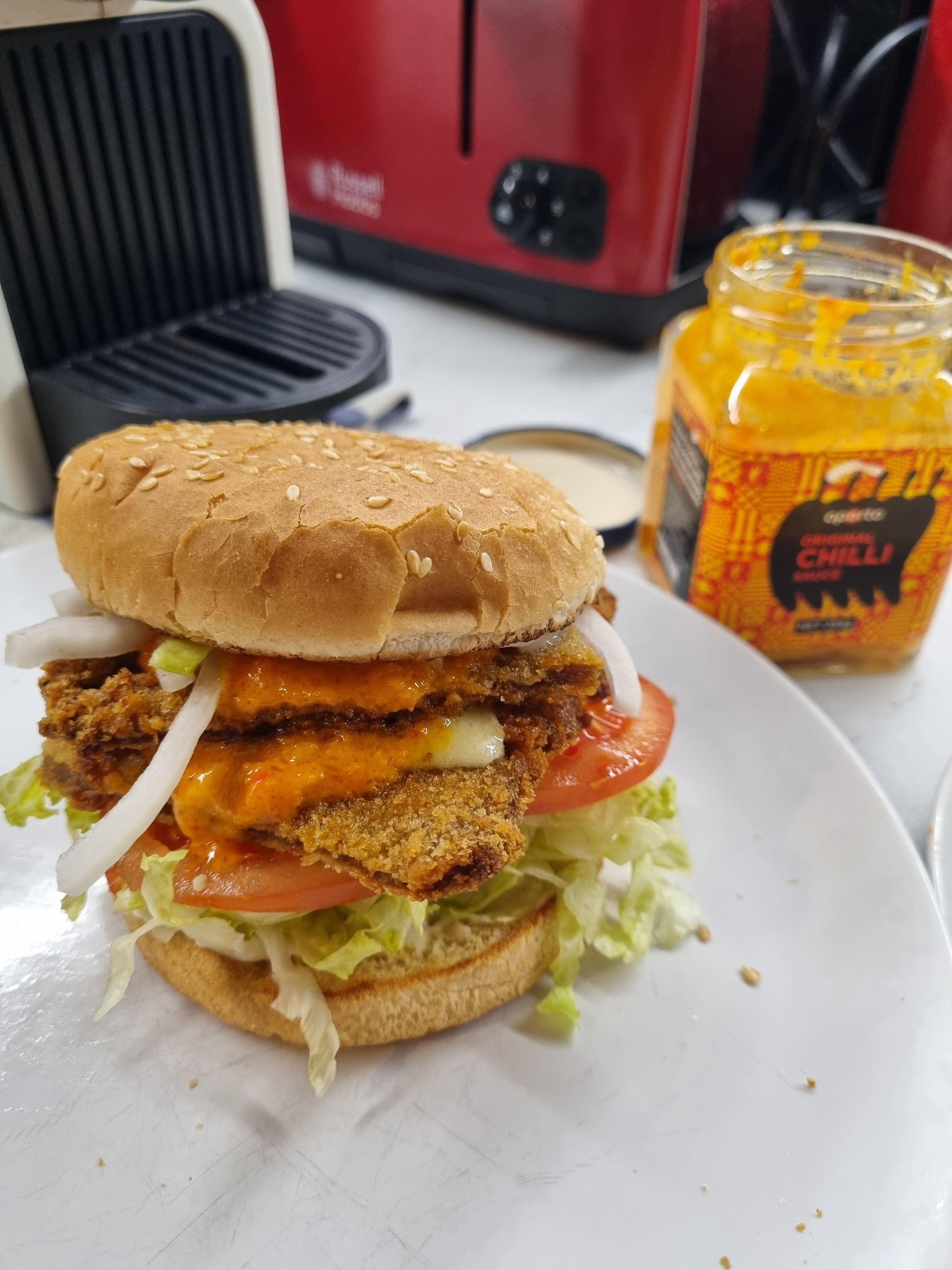 For the Aussies in the UK Oporto double Bondi burger Dining and Cooking