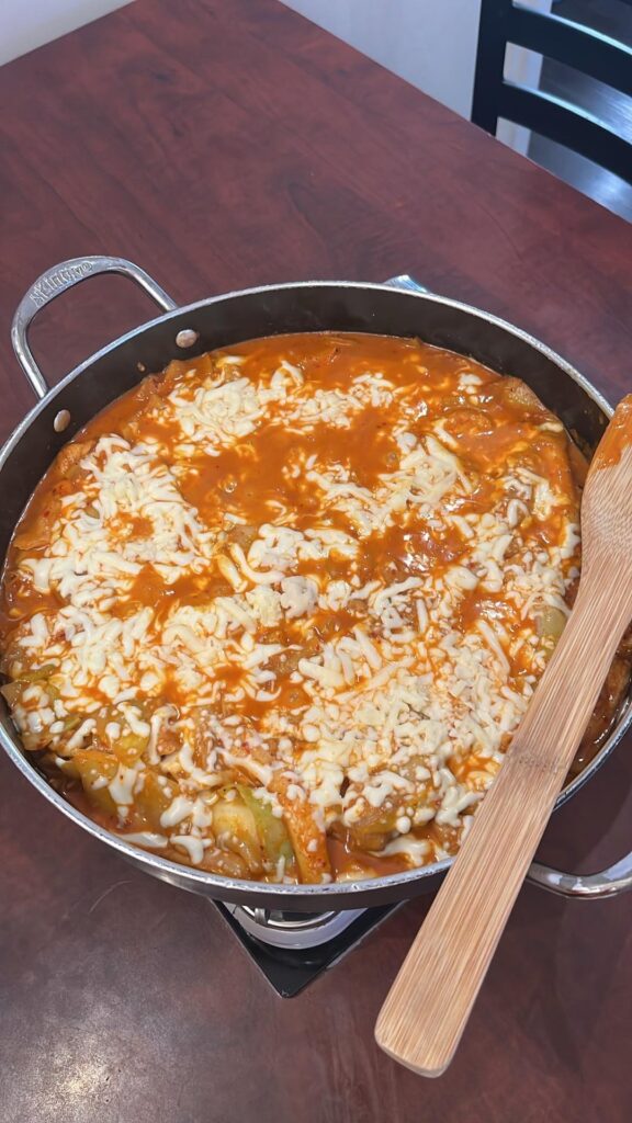 Rose cheese dakgalbi & fried veg dumplings at Hancook Cheese Dakgalbi in Toronto