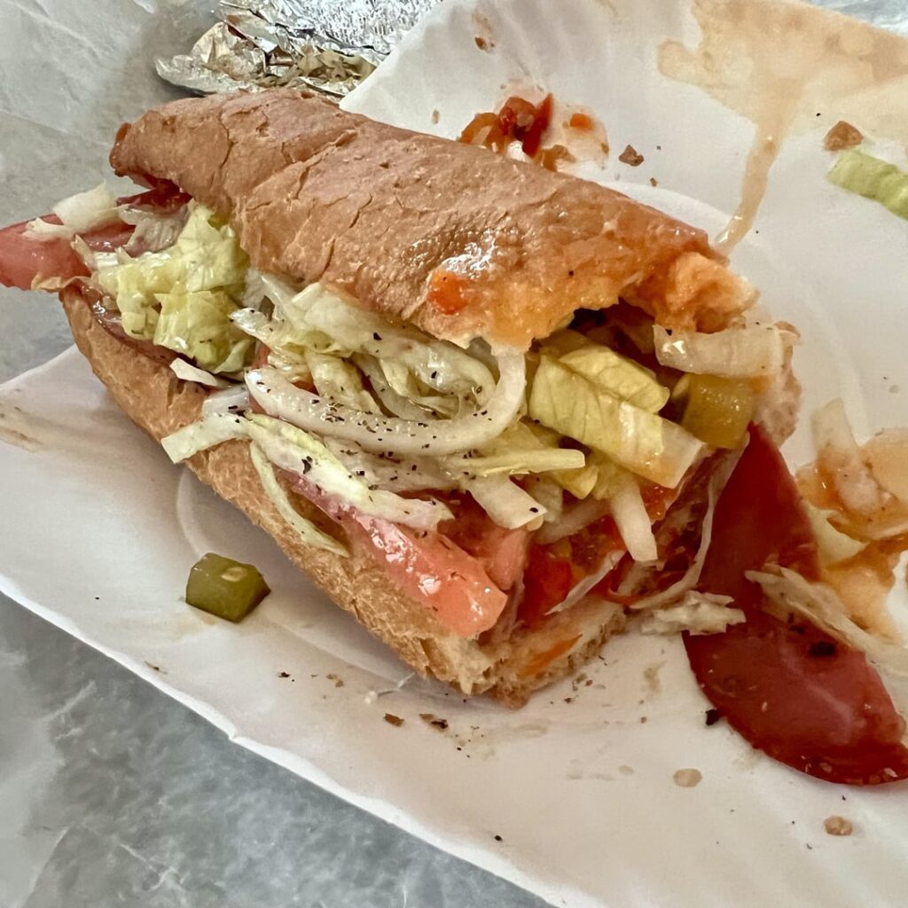 Large Italian, everything, extra hots