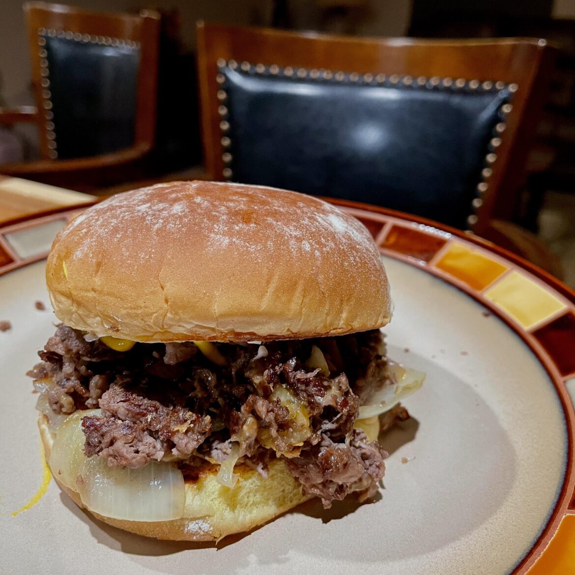 First try of a sandwich with shaved steak.