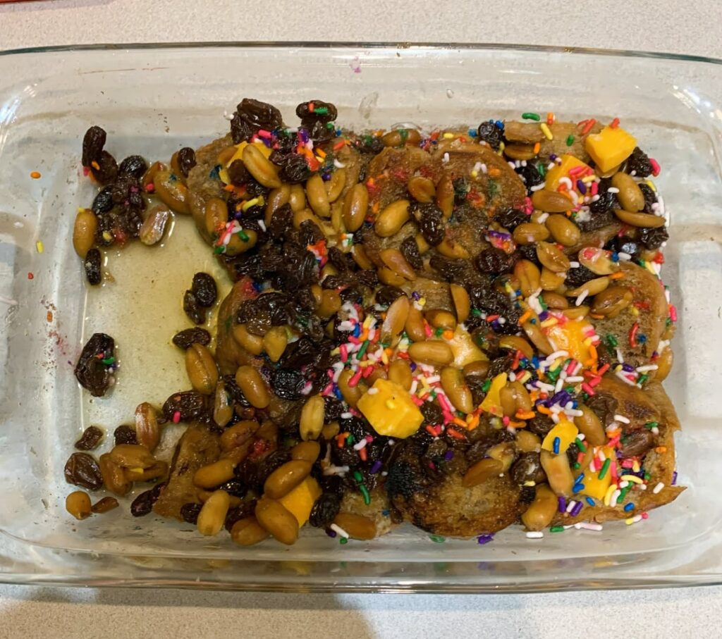 The traditional 'Capirotada' that was prepared for easter