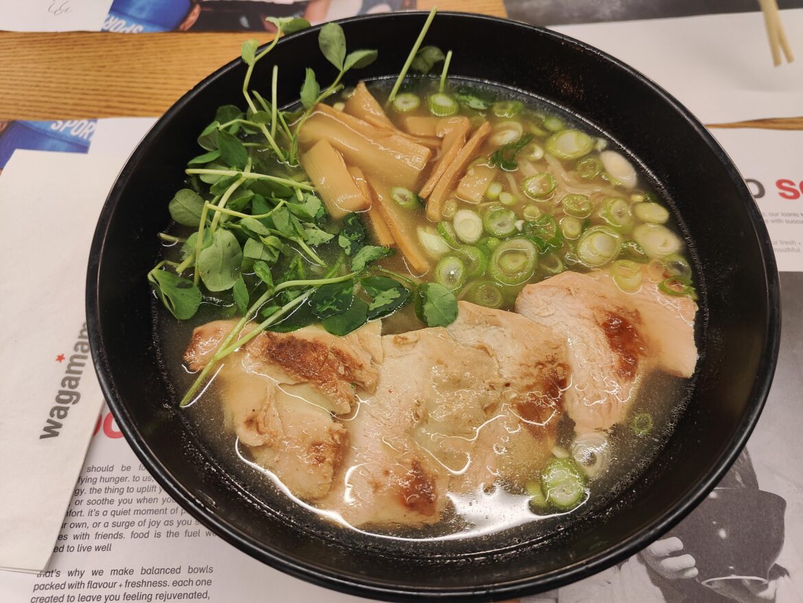 Chicken Ramen from Wagamama, Uxbridge, UK.