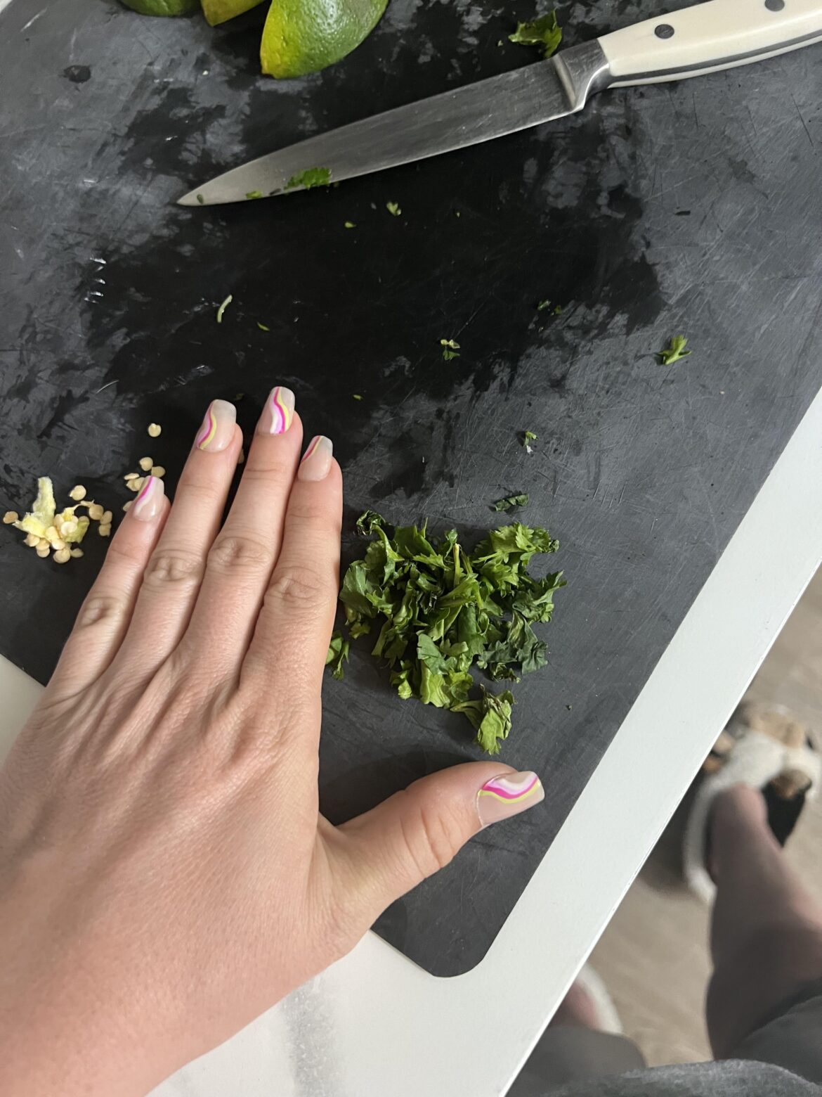 One cilantro leaf per taco…