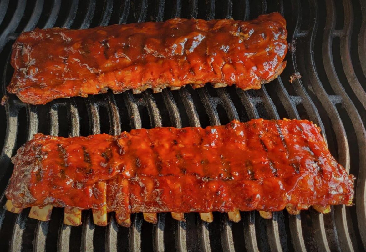 Back ribs with homemade smokey BBQ sauce.