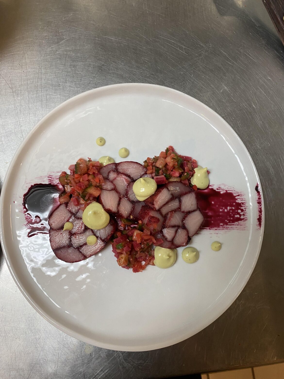 Fun, raw yellowtail dish