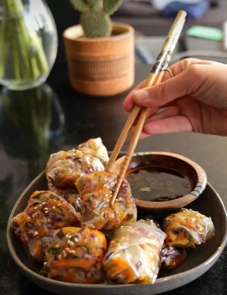 Oven baked rice paper rolls - so delicious by @raspberry.jams