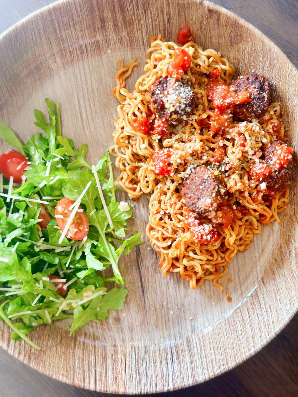 “Spaghetti” and meatballs