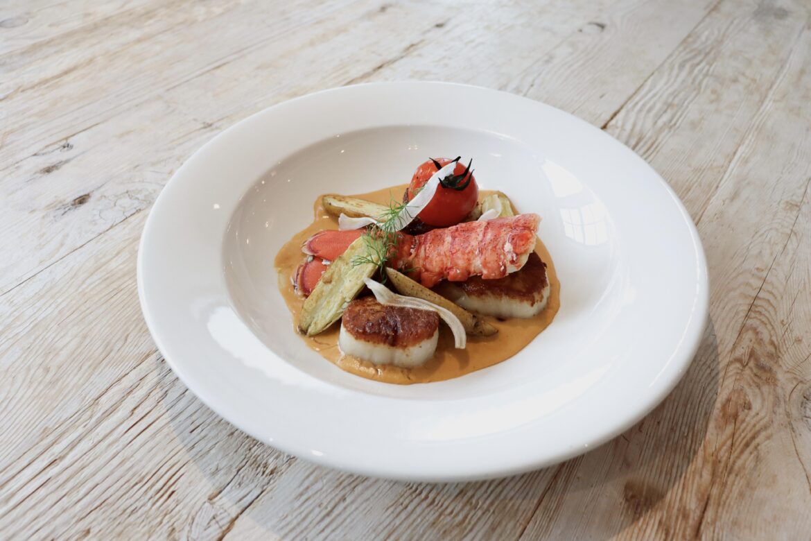 Diver scallop and Maine lobste tail “americaine”