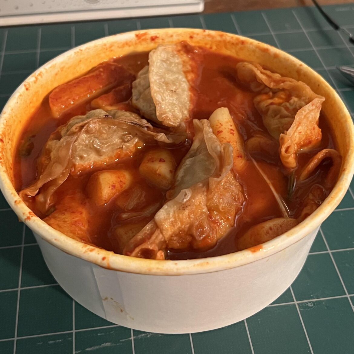 Tteokbokki with fried mandoo from Honu’s kalbi and sushi in Honolulu