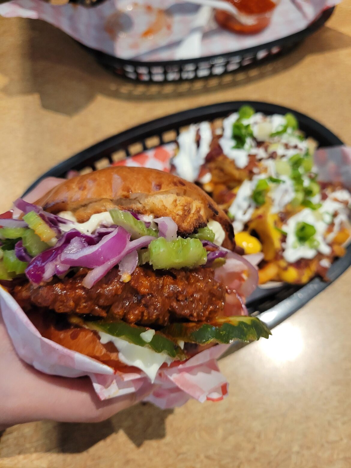 fried chickem sandwhich (wuth extra mayo, slaw, and pickles)