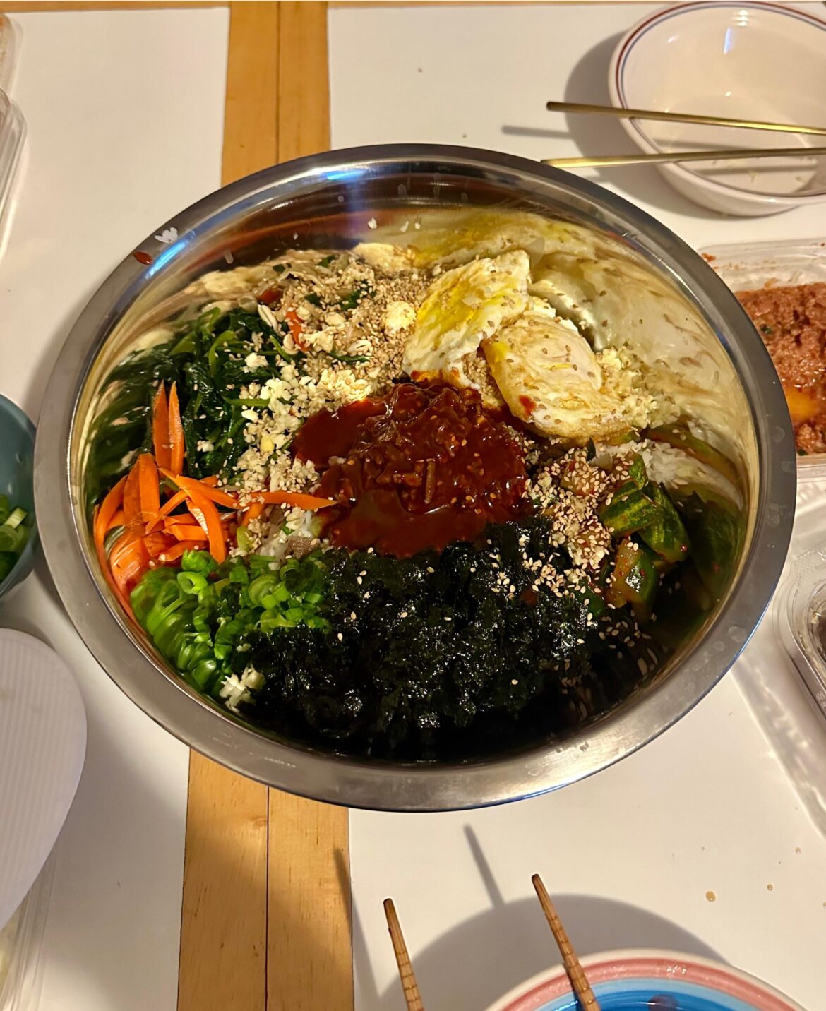 Bulgogi bibimbap w/ leftover kbbq & banchan Bulgogi bibimbap w/ leftover kbbq & banchan