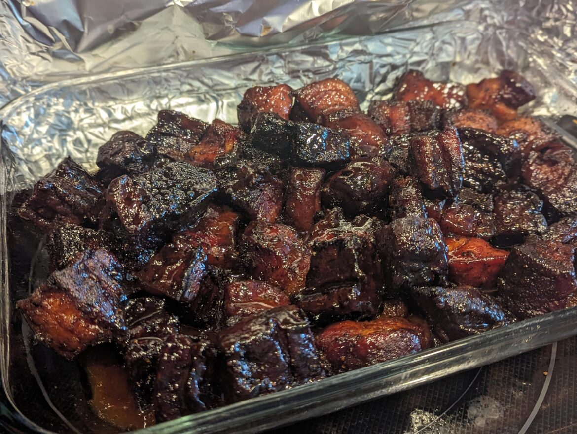I made some pork belly burnt ends. There were bites that were really tough, not sure how to avoid that or what I did wrong I made some pork belly burnt ends. There were bites that were really tough, not sure how to avoid that or what I did wrong