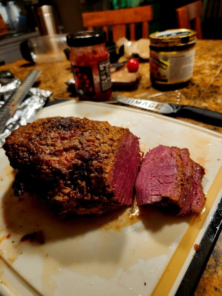 Smoked, and braised corned beef