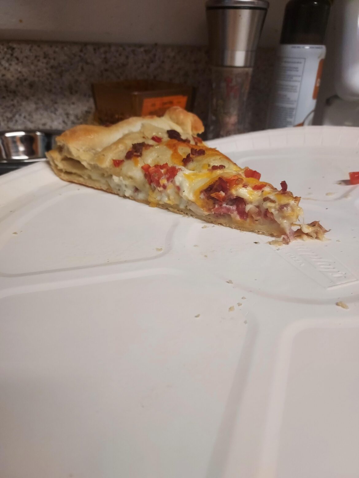Do y'all think this is a crime? Papa Murphy's chicken bacon stuffed pizza.