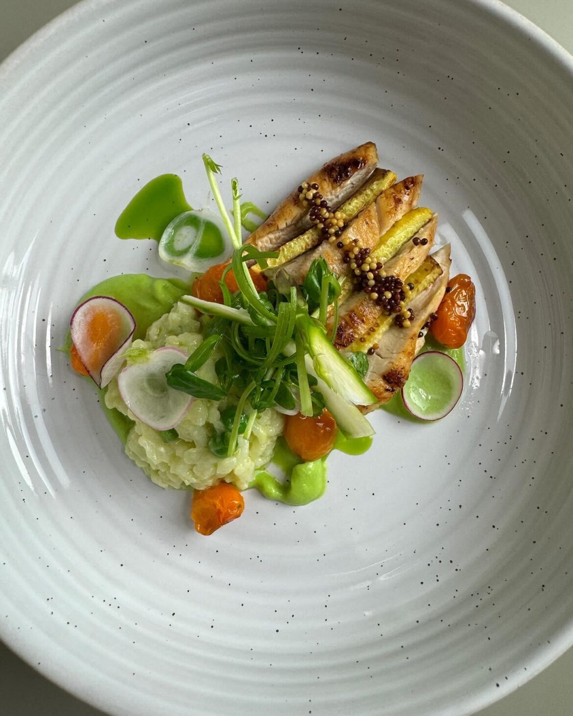 Green Garlic Butter Risotto & Mustard Chicken