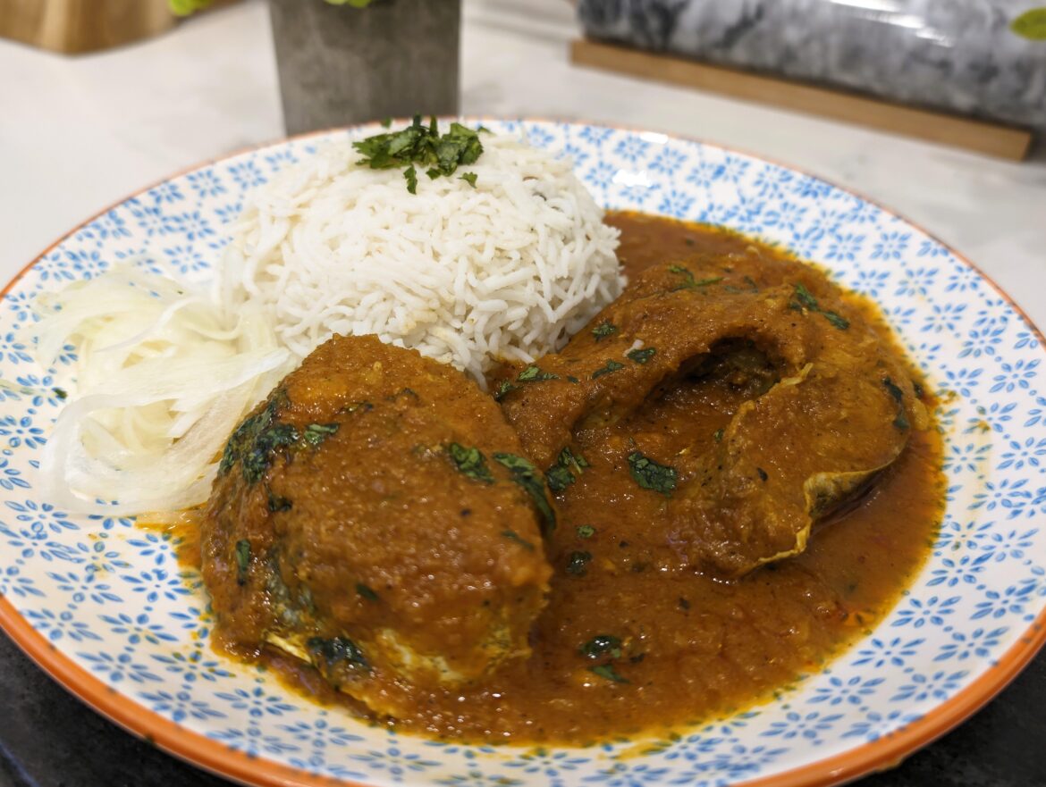 Burmese Fish Curry with Brown Butter Rice.