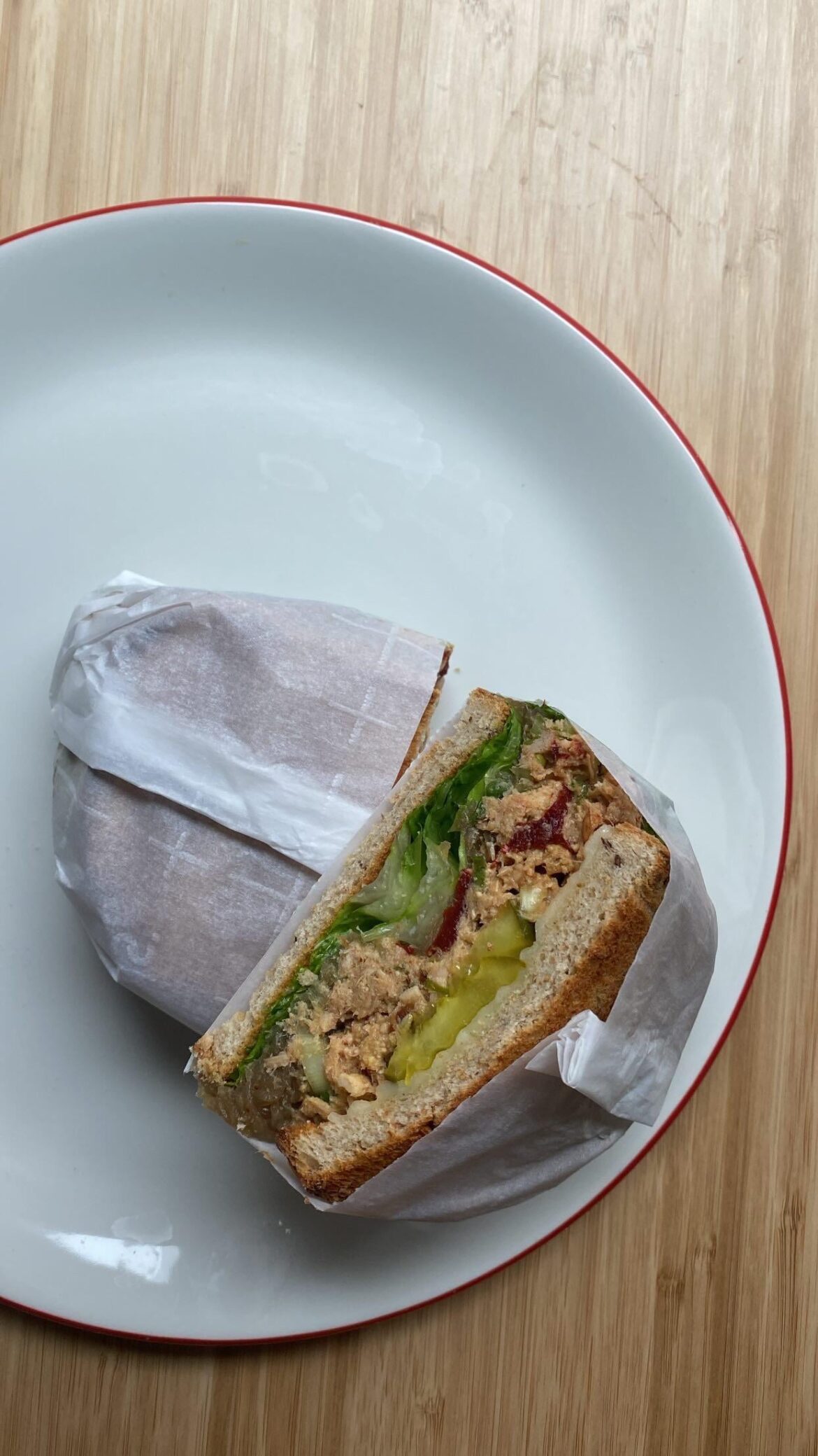 Miso marinated tuna salad on rye