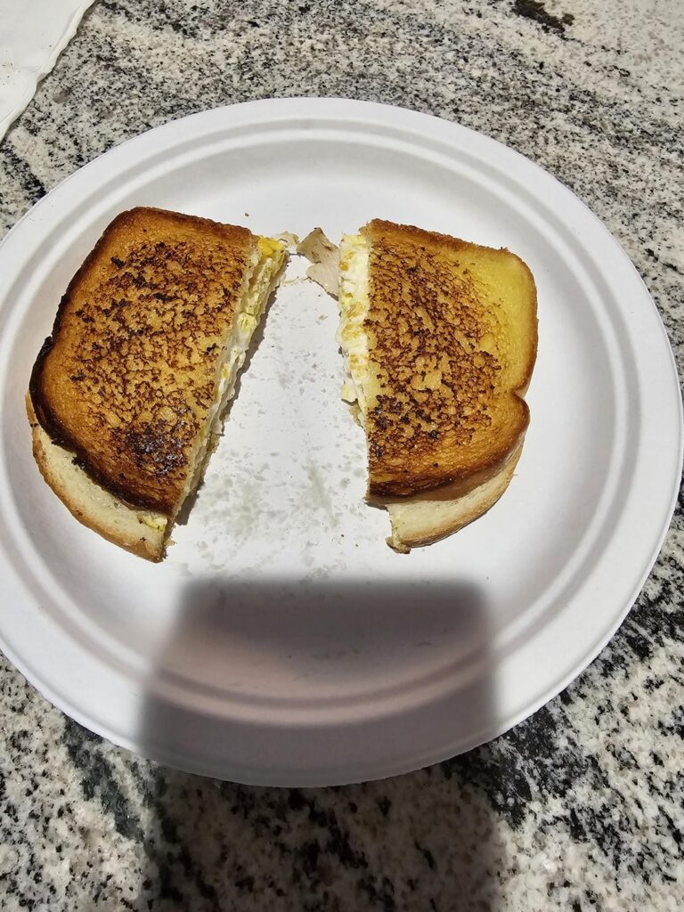 Made a quick Egg, turkey and toast sandwich this morning for breakfast.