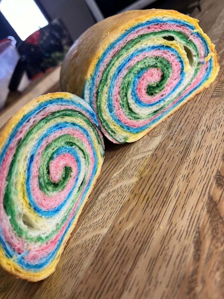 I made rainbow sourdough sandwich bread