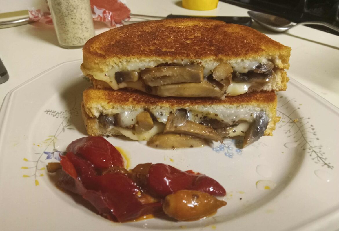 Grilled Mushroom and Havarti with marinated Calabrian Peppers