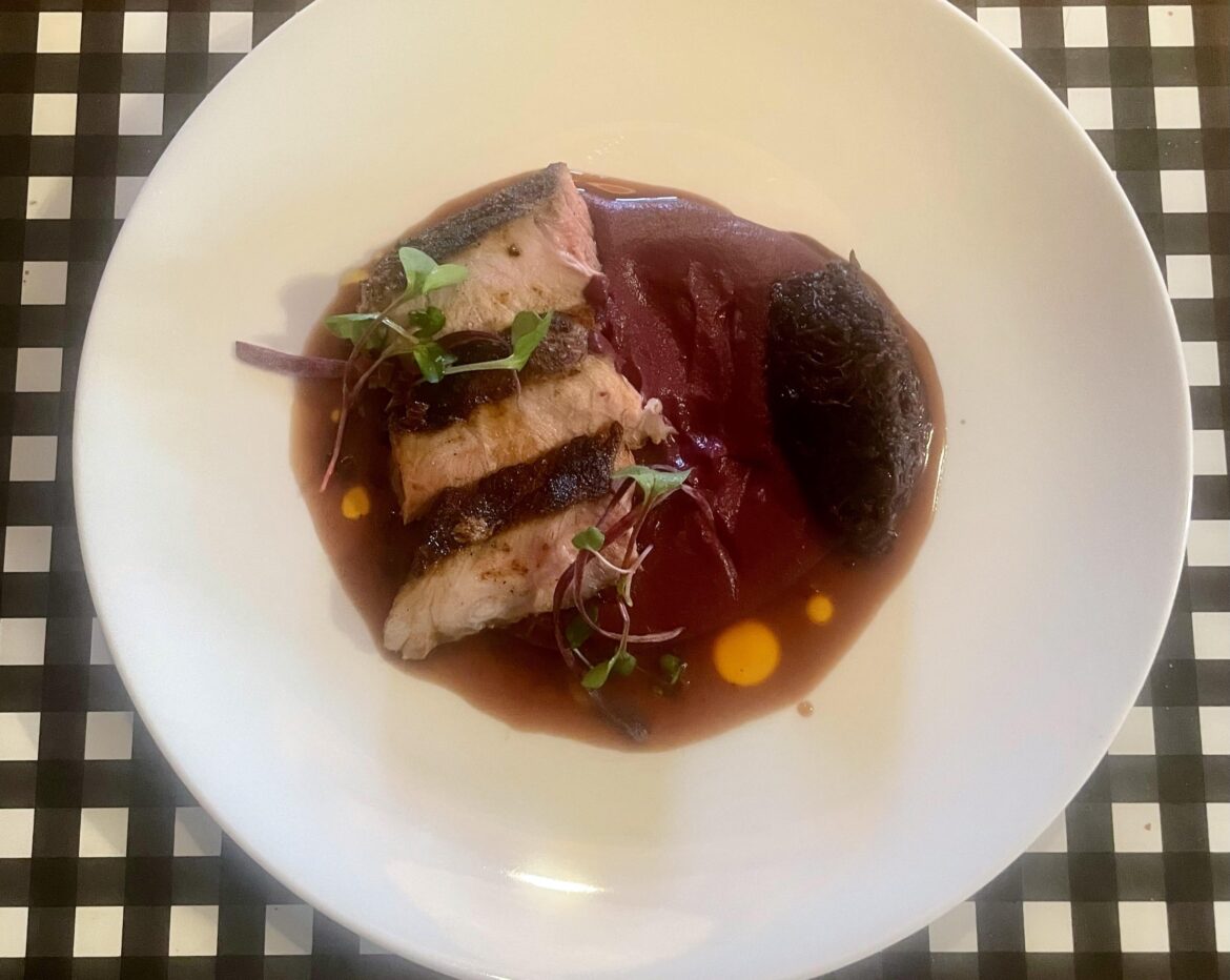 Heritage pork, purple cabbage, braised radicchio, cider jus, chili oil