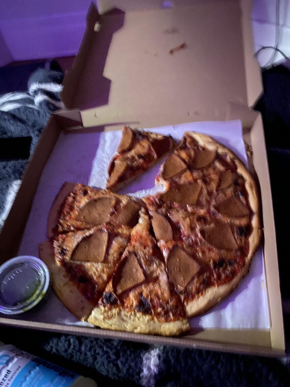 $33 pizza. vegan “pepperoni”that I didn’t ask for . and the “pesto” had cilantro in it 🤢