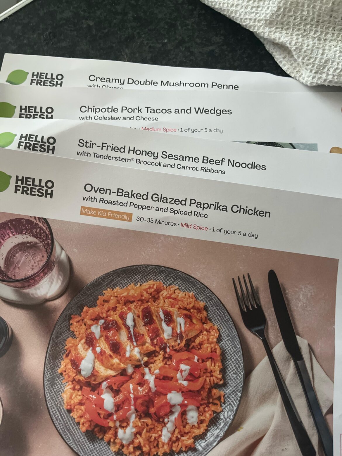 My vegetarian hello fresh menu.. they did forget to send the pork for the pork tacos though so I guess they got half of it right