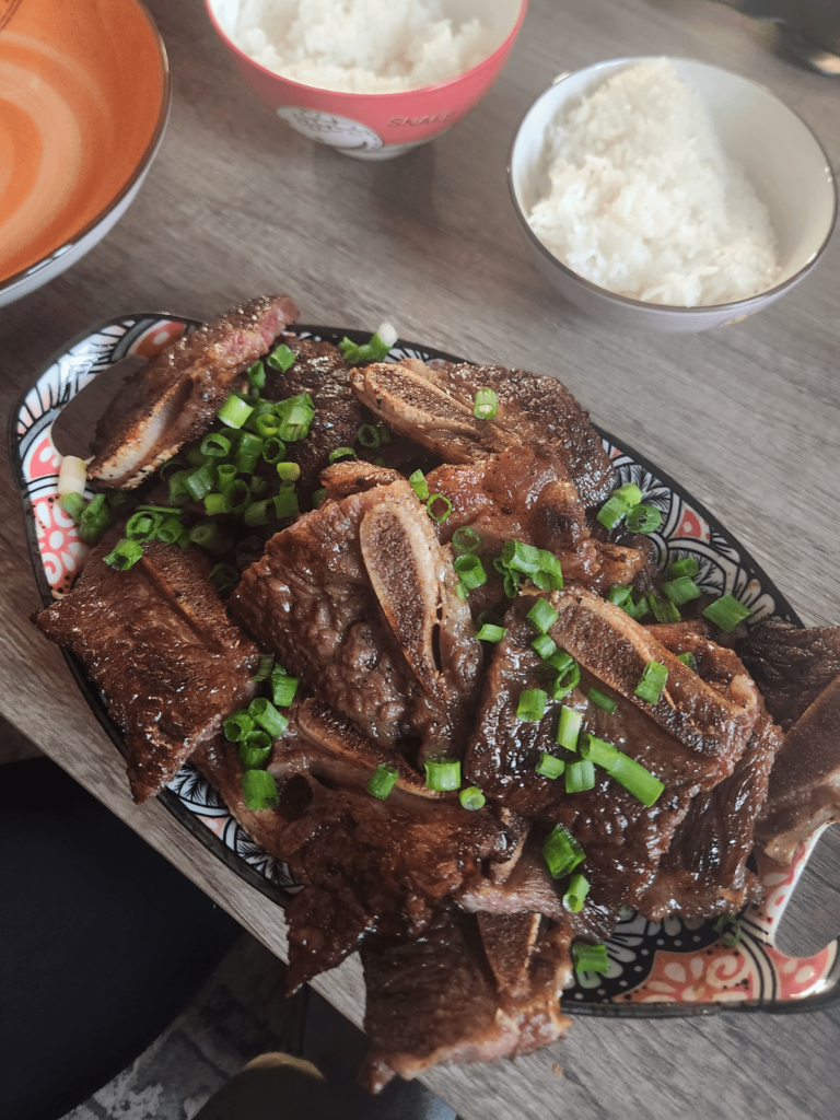 Non Korean girlfriend made gimbap and galbi for my Korean parents. Knocked it out of the park!